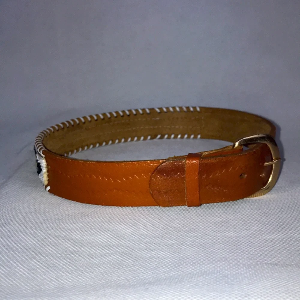 Native American Design Hand Beaded Leather Belt
